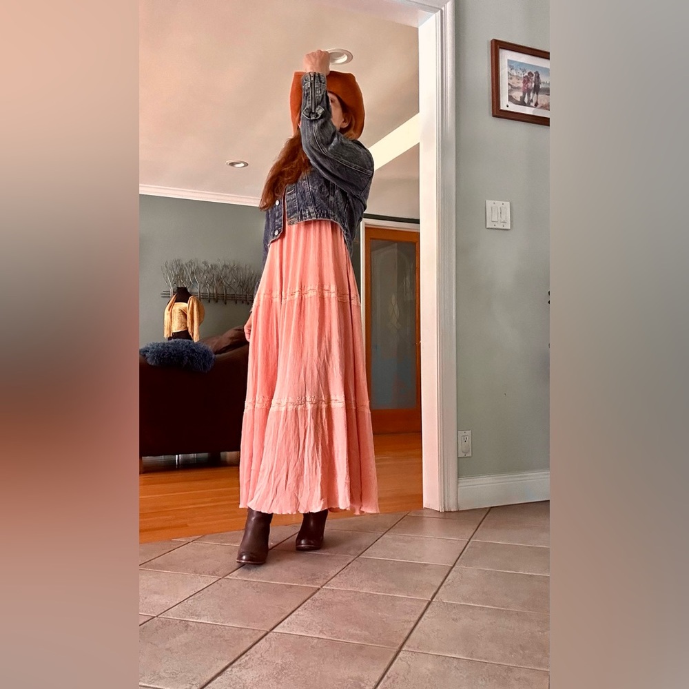 Maxi Gauzy Women S/M  Tiered Romantic‎ Fairy Cottagecore Boho layered maxi dress